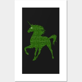 Green Faux Glitter Magical Unicorn Posters and Art